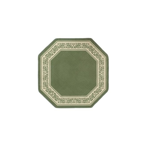 Madison Industries Madison Industries FLO-54X54-GN 54 x 54 in. Floral Border Octagon Accent Rug - Green FLO-54X54-GN - main
